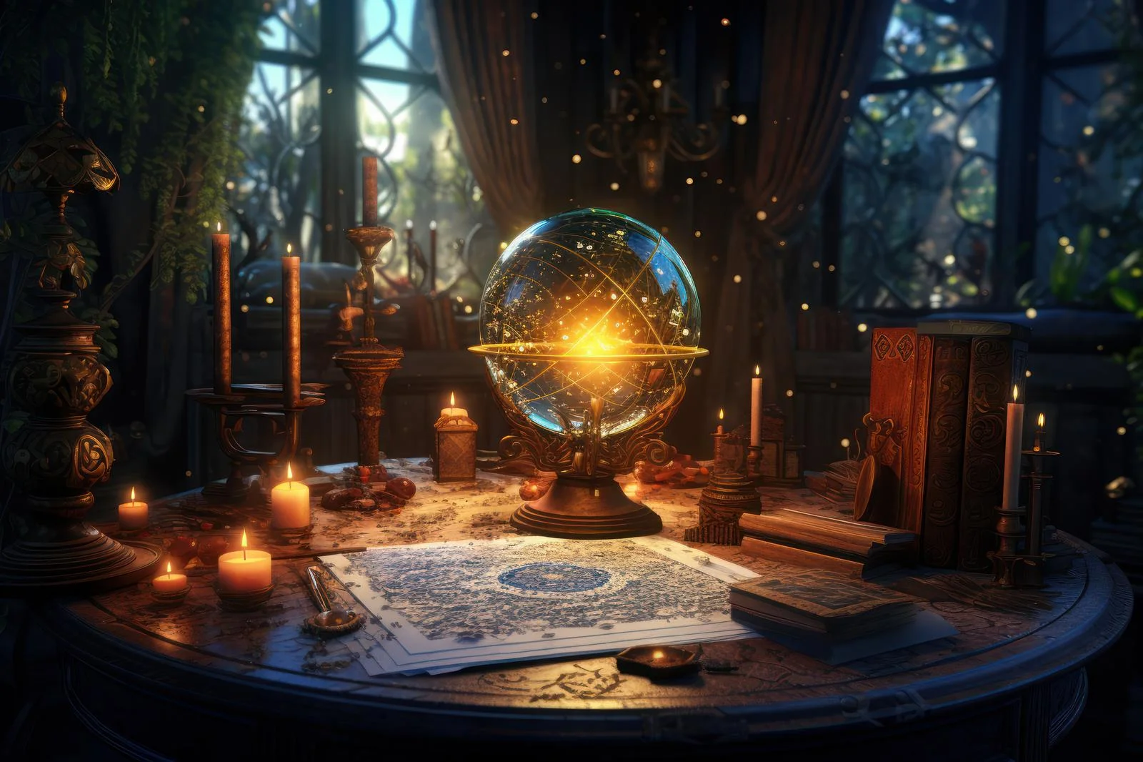 占い師の部屋のような空間。幻想的な世界観