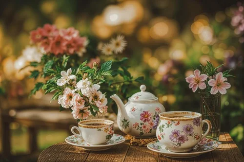 緑あふれるおしゃれなカフェでティータイム