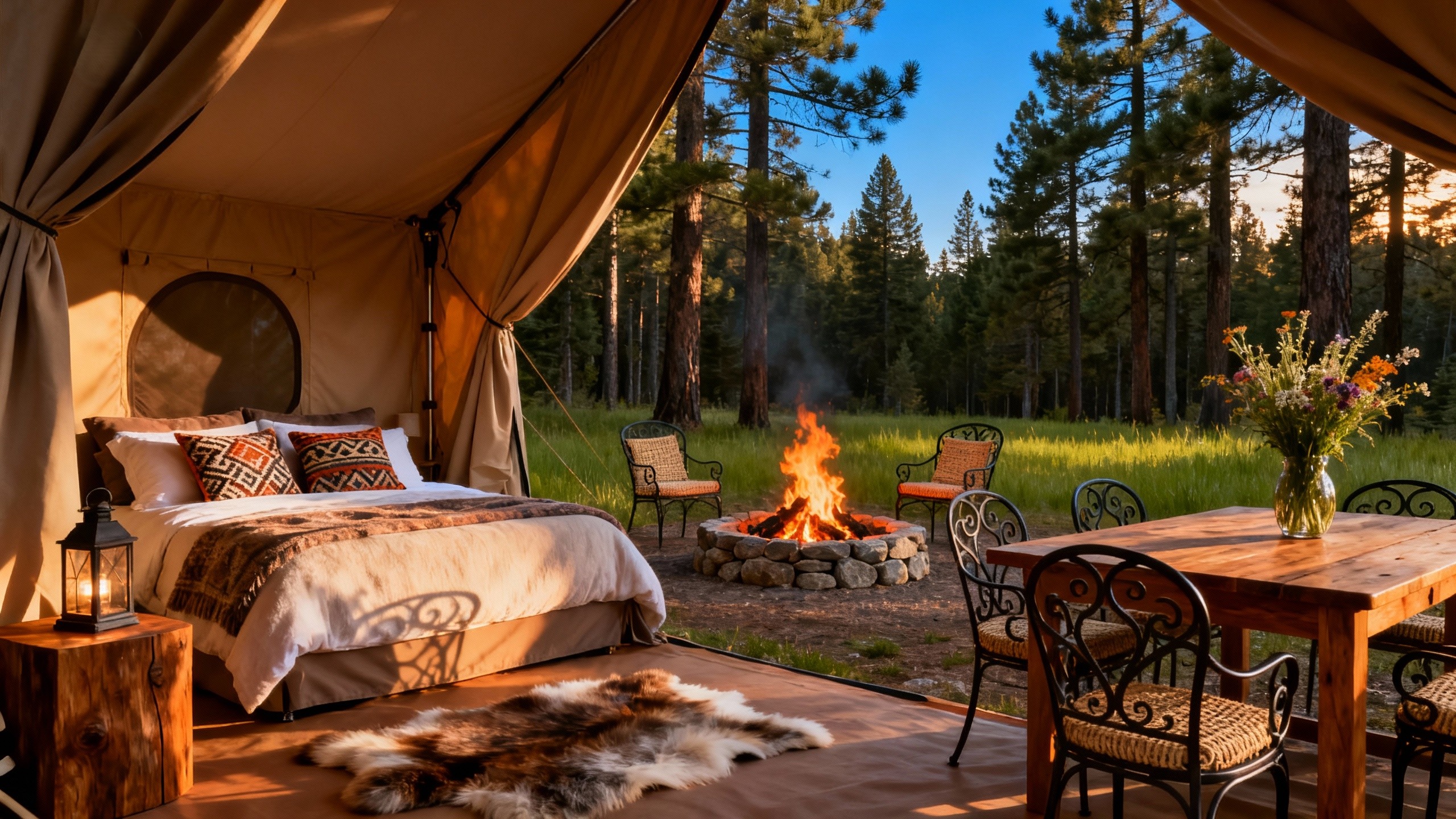 グランピングと美しい青空